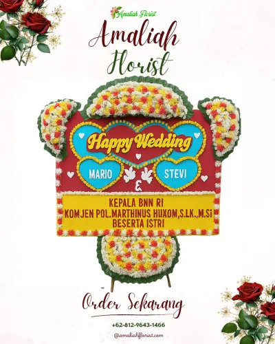 Karangan Papan Bunga Pernikahan di Petirejo